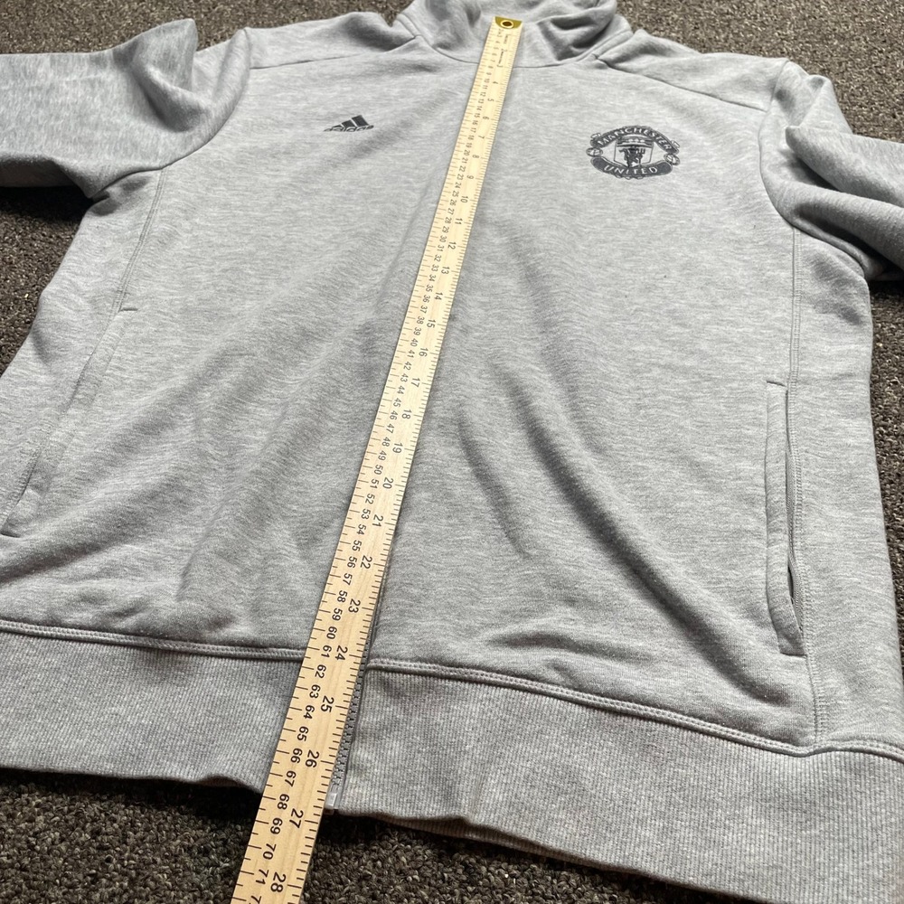 Adidas Manchester United Full Zip Track Jacket Gray Mens Large Soccer Football - Picture 3 of 8